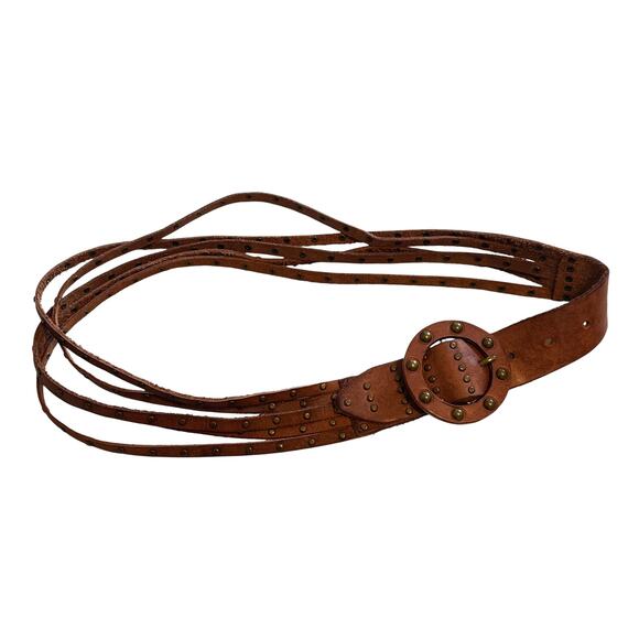 Olga Santini Statement Belt Womens Medium Brown Leather Strips Studded main image 7
